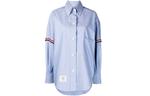 Рубашка оверсайз с отделкой лентой THOM BROWNE, светло-голубой - фото