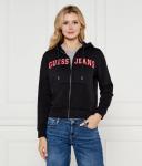 Толстовка женская Guess Jeans на молнии с логотипом, черный - фото