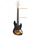 Электрическая бас-гитара Glarry GJazz 5 струн Full Size Sunset - фото 6