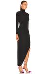 Платье Norma Kamali Long Sleeve Turtleneck Side Drape Gown, черный - фото 2