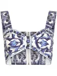 Топ-бралетт с принтом Majolica DOLCE & GABBANA, синий - фото