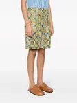 Шелковые шорты-бермуды с абстрактным принтом Marni, зеленый - фото 3