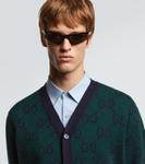 Прямоугольные солнцезащитные очки Gucci, Black-Black-Grey - фото 2