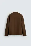 Рубашка-куртка из 100% шерсти, стандартного кроя Zara, темно-коричневый - фото 9