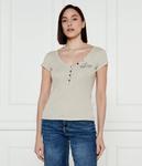 Футболка женская Guess Jeans на пуговицах, бежевый - фото