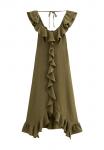 Платье New Look RUFFLED ASYMMETRIC MIDI, Khaki/Green - фото 5