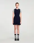 Короткое трикотажное платье 2 в 1 Sandro, темно-синий - фото