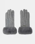 Тканевые перчатки с меховым манжетом LIUJO, серый - фото