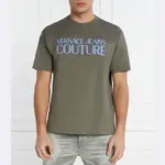 Футболка стандартного кроя Versace, хаки - фото