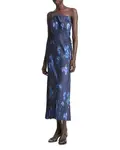 Платье миди без бретелей с цветочным принтом Vince, синий - фото 4