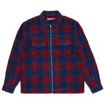 Рубашка Supreme Studded Shadow Plaid Zip Up Shirt, Navy - фото