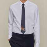 HERMES Шелковый галстук мужской морской синий, Marine Blue - фото 4