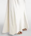 Макси-платье из тафты с поясом Self-Portrait, кремовый - фото 6