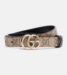 Ремень GG Marmont двусторонний Gucci, Beige Ebony/Black - фото