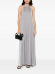 Платье макси из атласа MOUTAKI, серый - фото 2