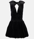 Хлопковое бархатное платье-баллон мини Patou, Black - фото