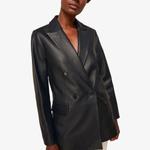 Двубортный кожаный пиджак Aliza Whistles, черный - фото 3