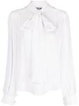 Шелковая блузка с бантом Moschino, белый - фото