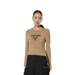 Свитер женский Prada с логотипом, коричневый - фото 3