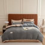 Комплект постельного белья Antarctic Milk Fleece 1.8, 4 предмета, 200х230/230х250, серый/бежевый - фото 2