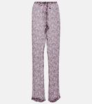 Прямые шелковые брюки Pachas с принтом Dries Van Noten, розовый - фото