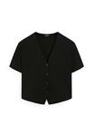 Блуза Massimo Dutti FLOWING SHORT SLEEVE WITH V-NECK, Black - фото 5