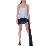 Блестящее платье без бретелей с пайетками в черно-белом цвете JBLA - фото