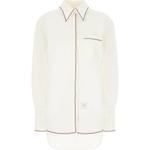 Рубашка с логотипом и полосками THOM BROWNE, белый - фото