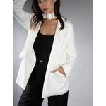 Женский блейзер с поясом и лацканами из искусственной замши Jess By Meiko, White - фото 3