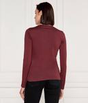 Лонгслив женский Guess Jeans из органического хлопка со стразами, бургундия - фото 3