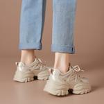 Дышащие утолщенные кроссовки на платформе для увеличения роста Low Top BOERDIQI, Apricot - фото 6