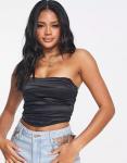 Черный атласный корсетный топ ASOS - фото