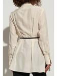 Givenchy шелковая рубашка с поясом, нейтральный цвет - фото 4