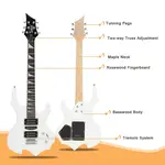 Электрогитара Glarry 36 дюймов в стиле горящего огня - белая - фото 6