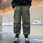 Весенне-осенний образ карго штаны для подростков Disney, зеленый - фото 3