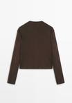 Джемпер Massimo Dutti SWEATER WITH MOCK TURTLENECK, Mottled Dark Brown - фото 6