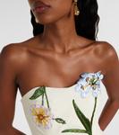 Мини-платье из бархата с вышивкой Rosario Leo Lin, Botanical Print Snow - фото 4