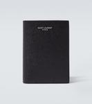 Кожаный кошелек с логотипом Saint Laurent, черный - фото