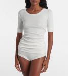 Хлопковый топ с ребристым узором Calvin Klein Collection, Off White - фото 3