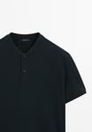 Поло Massimo Dutti RIBBED WITH STAND COLLAR, Dark Blue - фото 7