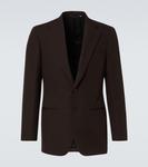 Шерстяной твидовый блейзер Saman Amel, коричневый - фото