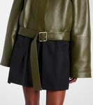 Кожаная куртка с анаграммой Loewe, Khaki Green - фото 5