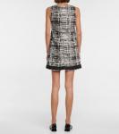 Мини-платье из хлопкового и льняного твида Prada, Avorio+Nero - фото 3