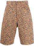Джинсовые шорты с леопардовым принтом AMISH, коричневый - фото