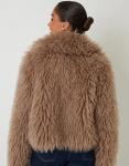 Искусственное меховое пальто Threadbare Collared в серо-коричневом цвете - фото 2