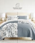 Двустороннее одеяло Розовый сад, 3 предмета, размер King/California King ienjoy Home, Light Blue - фото 3