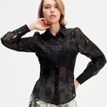 Блуза из органзы с вышивкой Smart And Joy, черный - фото