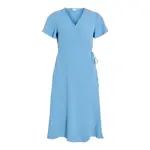 Платье Vila Lovie Wrap short sleeve midi, синий - фото 3