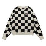 Свитер checkerboard round neck pullover sweatshirt 'black white' Vans, черный - фото