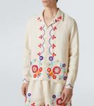 Рубашка из льна с бисером Garden Party Bode, Ecru Multi - фото 3